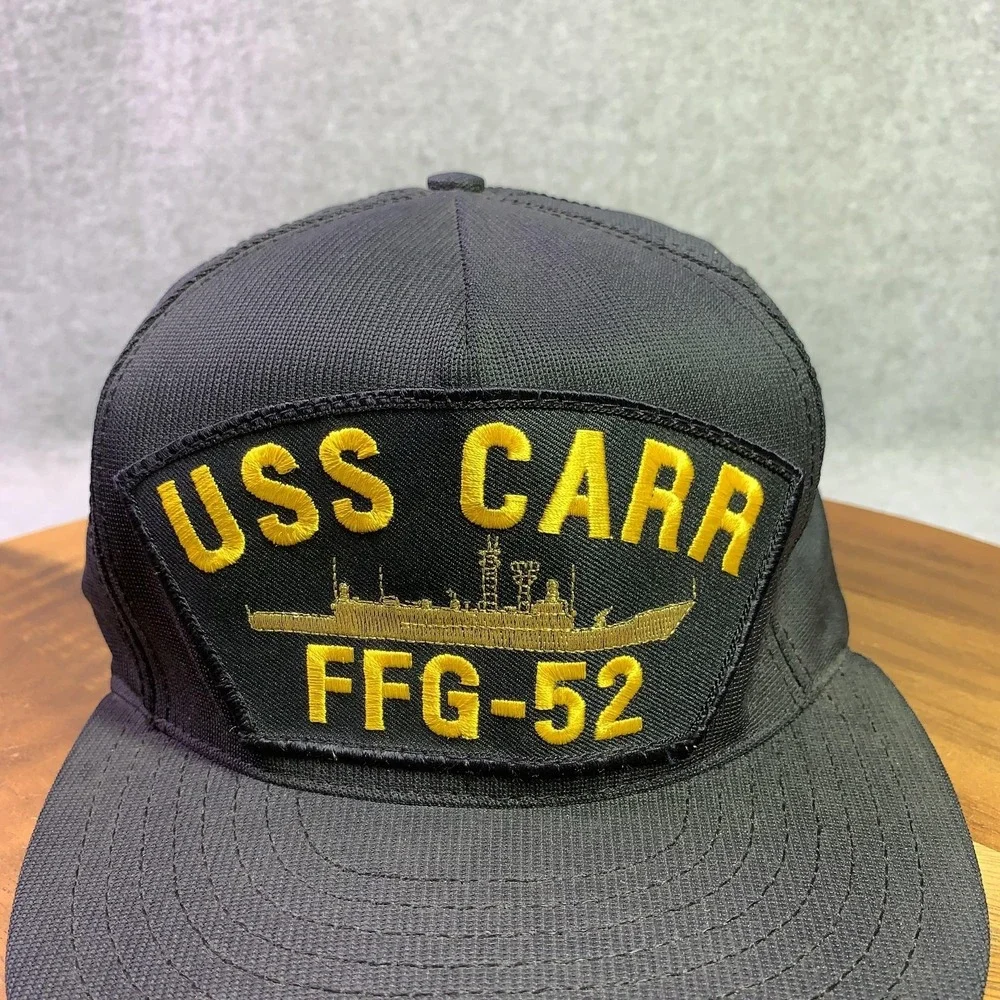 Vintage North Star USS Carr‎ FFG-52 Hat Cap Snap Back Black Embroidered USN Mens